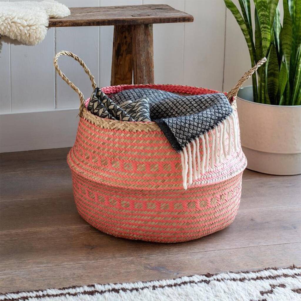 Large Coral Seagrass Basket, 1 of 4