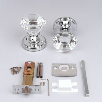 Diamond Crystal Faceted Clear Glass Mortice Door Knob, 4 of 5
