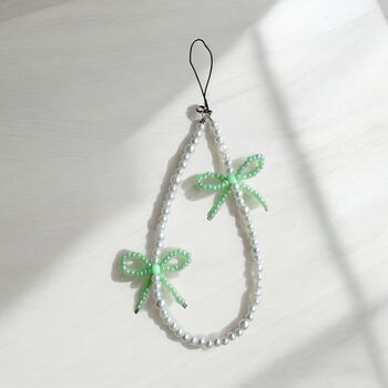 Pearl Bow Beaded Phone Charm, 3 of 4