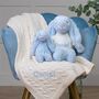 Personalised Blanket And Bashful Bunny In Blue/Cream, thumbnail 3 of 7