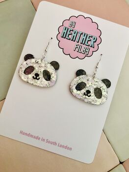 Panda Glitter Statement Earrings / Panda Lover Gift / Zoo Lover Gift / Birthday Gift For Her, 5 of 5