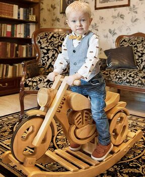 All Terrain Wooden Rocking And Ride On Bike, 6 of 7