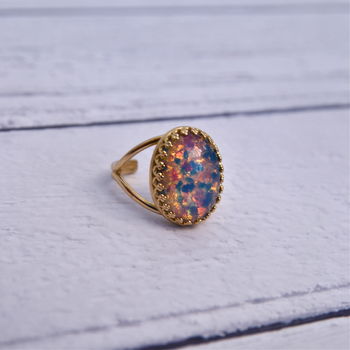 Pink And Blue Fire Opal Ring, 2 of 6