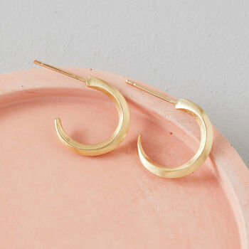 9ct Gold Curved Small Hoop Earrings, 12 of 12