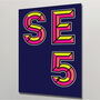 Se5 London Postcode Neon Typography Print, thumbnail 4 of 4