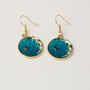 Rippled Blue Moon Gold Dangle Earrings, thumbnail 3 of 4