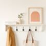 All White Coat Rack With Shelf 10cm Deep, White Shelf With Hooks, Black Hooks, Silver Hooks, Bronze, Copper, Chrome Hooks, Brass Hooks, thumbnail 1 of 10