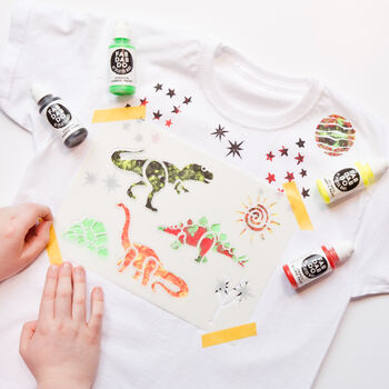 Dinosaur Children’s T Shirt Painting Fabric Stencil Kit, 3 of 10