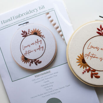 “Autumn Is Calling” Beginner Embroidery Kit, Sunflowers And Foliage Design, Hand Embroidery Kit, 6 of 6
