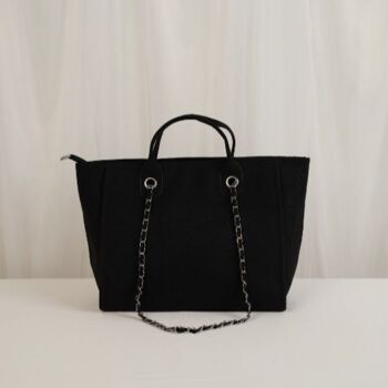 Personalised Monogram Canvas Tote Bag In Black, 4 of 4