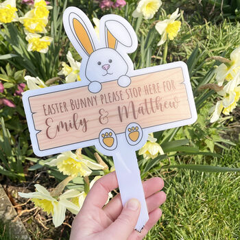 Personalised Easter Bunny Please Stop Here Acrylic Sign, 2 of 2