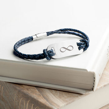 Personalised Men's Infinity Statement Leather Bracelet, 12 of 12