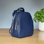 Triple Zipped Rucksack In Navy Blue, thumbnail 1 of 2