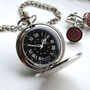 Engraved Silver Vintage Pocket Watch With Black Dial, thumbnail 1 of 2