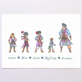 Personalised Pirate Family Print, 4 of 11