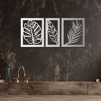 Wooden Botanical Wall Art Leaves Set Gift For Home Or Bedroom, 6 of 9
