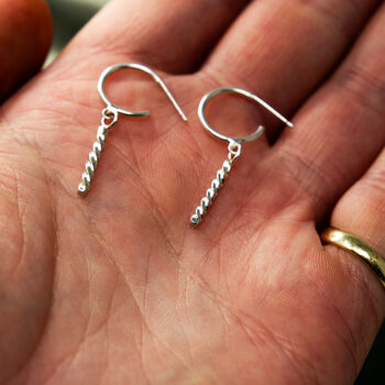 Spiralled Sterling Silver Semi Hoop Earrings, 3 of 4