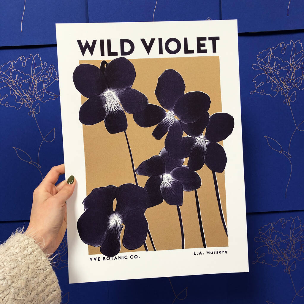 Wild Violet Illustration Riso Print, 1 of 8