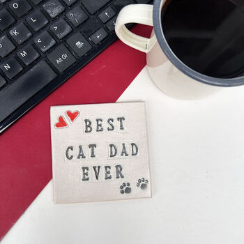 Best Cat Dad Ever Ceramic Coaster, 4 of 10