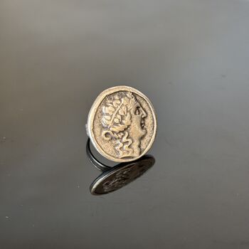 Roman Style Silver Disc Adjustable Ring, 2 of 8
