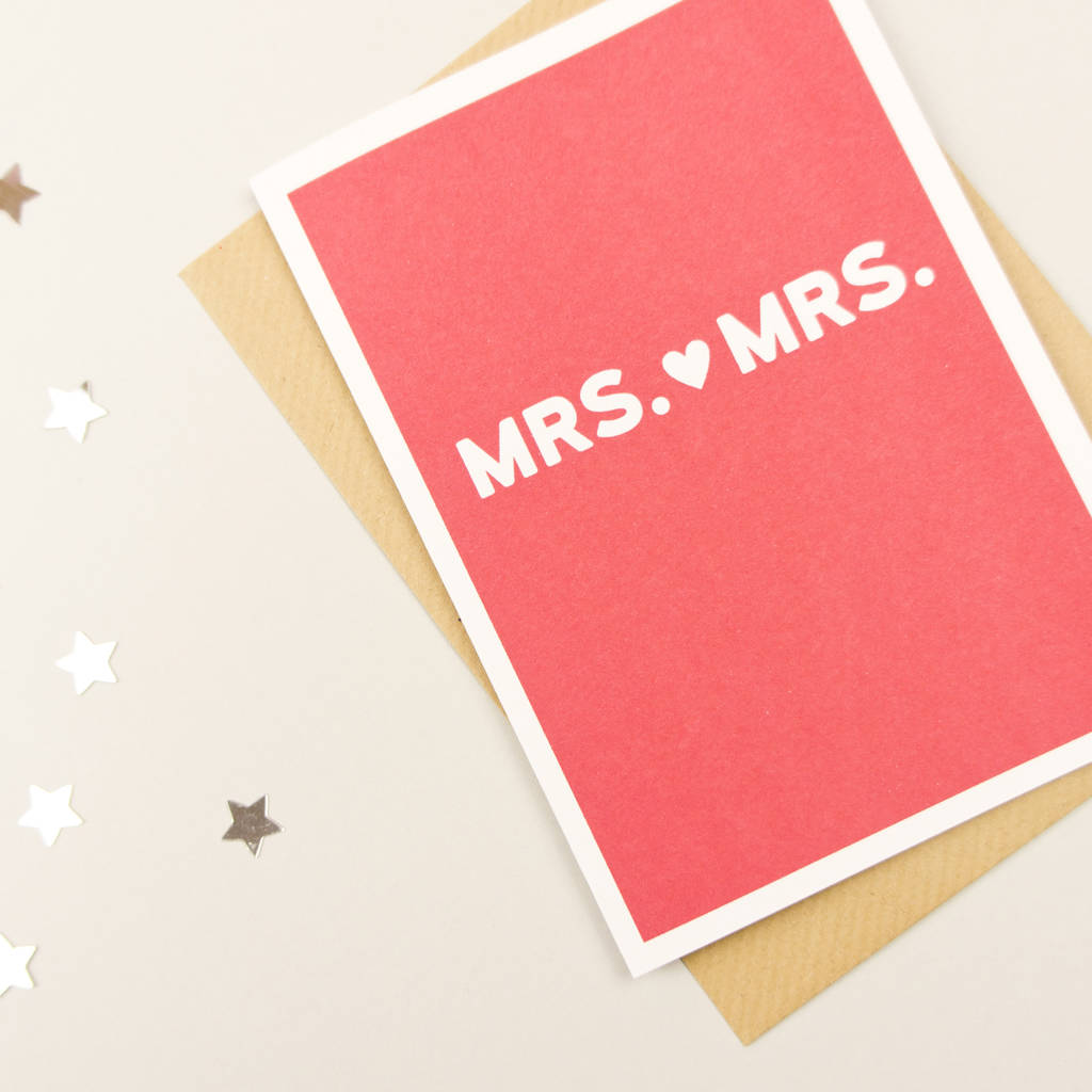 Mrs And Mrs Same Sex Wedding Card By Darwin Designs 