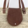French Market Basket Bag Long Tan Leather Handles, thumbnail 3 of 7