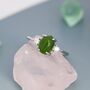 Genuine Oval Jade Stone Halo Ring In Sterling Silver, thumbnail 6 of 11