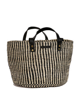 Black And Natural Pinstripe Sisal Shopper, 3 of 5
