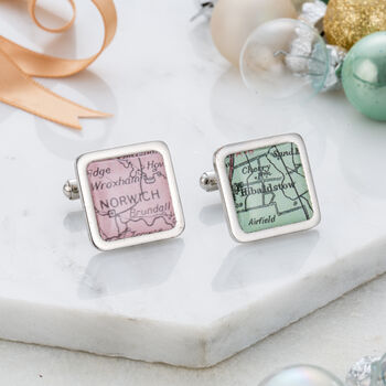 Personalised Vintage Square Map Cufflinks, 2 of 6