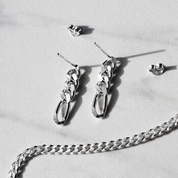 Sterling Silver Figaro Chain Earrings, 6 of 8