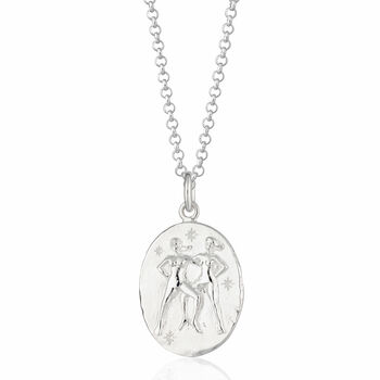 Engraved Sterling Silver Gemini Zodiac Necklace, 7 of 7