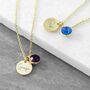 Personalised Gold Birthstone Crystal And Disc Necklace, thumbnail 6 of 12