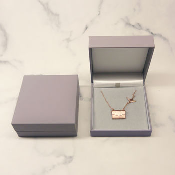 Personalised Envelope Necklace With Bird, 7 of 7
