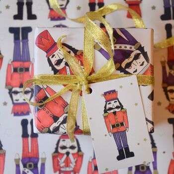 Nutcracker Christmas Gift Wrapping Paper Set, 4 of 6