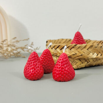 Set Of Four Strawberry Tealight Candles Food Decor, 9 of 11