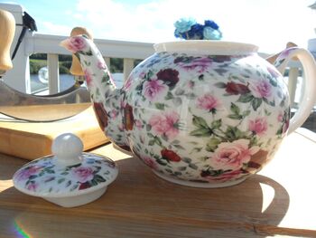 Two Cup Teapot In Ditsy Summertime Chintz Design, 5 of 8