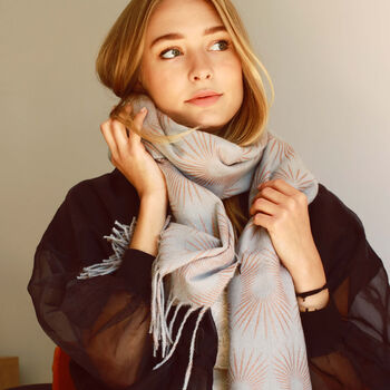 Art Deco Sun Ray Shimmering Rose Gold Glitter Scarf, 2 of 12
