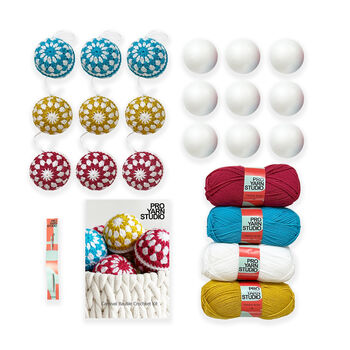Set Of Nine Christmas Baubles Crochet Kit, 2 of 7