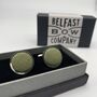 Irish Linen Cufflinks In Olive Green, thumbnail 3 of 3