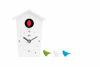 Mini White Kookoo Birdhouse Clock, 4 of 4