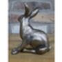 Cute Bronzed Sitting Hare Figurine – Rabbit Ornament, thumbnail 2 of 6