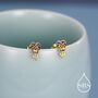 Pansy Enamel Stud Earrings In Sterling Silver, thumbnail 4 of 11