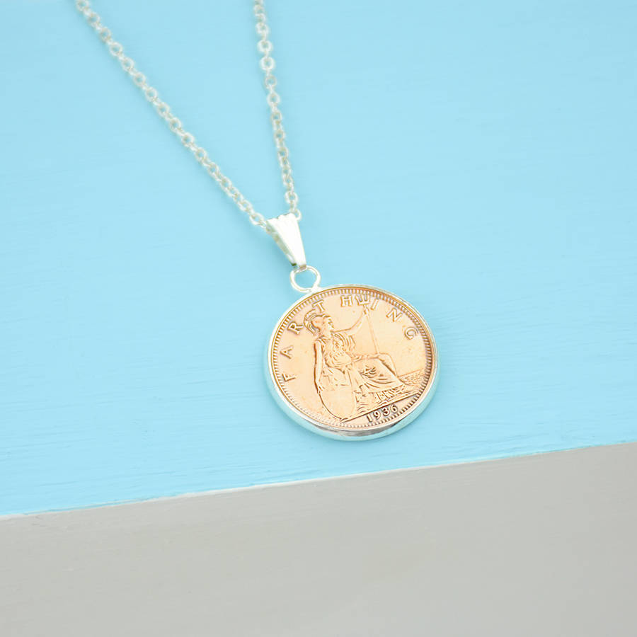 farthing 80th birthday coin necklace by ellie ellie ...
