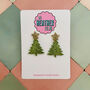 Green Glitter Christmas Tree And Gold Star Earrings, thumbnail 1 of 3