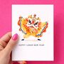 Happy Lunar New Year Card Dragon Dancer Design, thumbnail 1 of 5