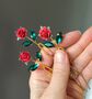 Handcrafted Red Rose Hair Pins Set Of Three, thumbnail 4 of 8