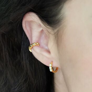 Triple Opal Huggie Hoop Earrings, 4 of 7