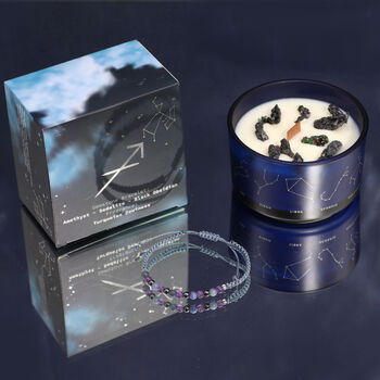 Sagittarius Zodiac Crystal Candle And Gemstone Bracelet Gift Set, 5 of 6