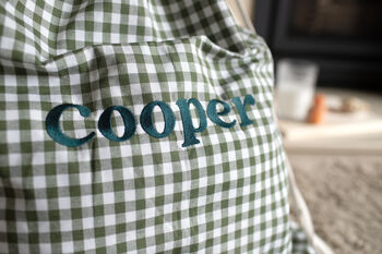 Personalised Green Gingham Gift Sack Embroidered, 7 of 12