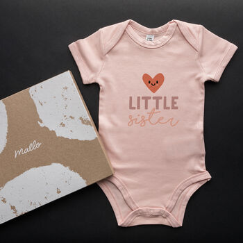 Organic Cotton Little Sister Baby Grow, 2 of 5